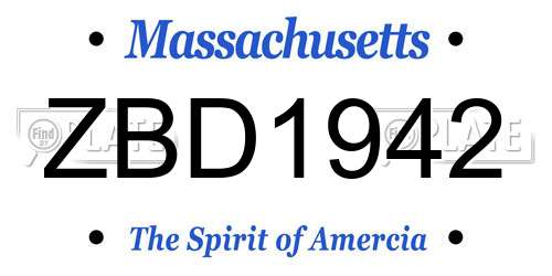 ZBD1942 Massachusetts License Plate
