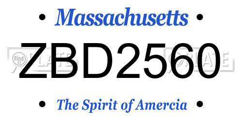 ZBD2560 Massachusetts License Plate