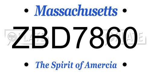 ZBD7860 Massachusetts License Plate