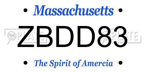 ZBDD83 Massachusetts License Plate