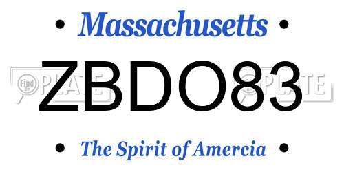 ZBDO83 Massachusetts License Plate