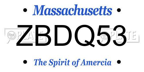 ZBDQ53 Massachusetts License Plate