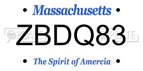 ZBDQ83 Massachusetts License Plate
