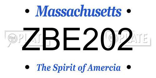 ZBE202 Massachusetts License Plate