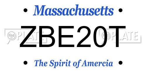 ZBE20T Massachusetts License Plate