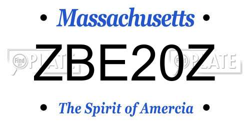 ZBE20Z Massachusetts License Plate