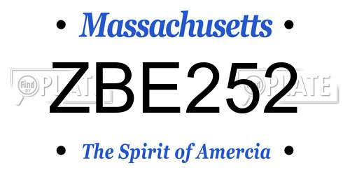 ZBE252 Massachusetts License Plate