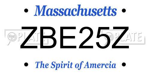 ZBE25Z Massachusetts License Plate