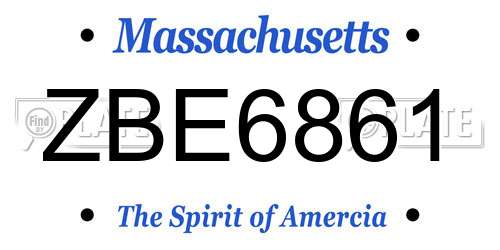 ZBE6861 Massachusetts License Plate