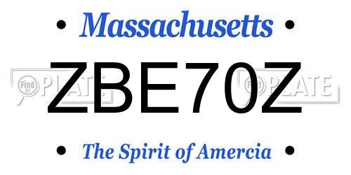 ZBE70Z Massachusetts License Plate