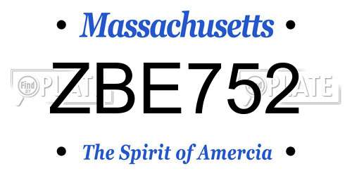 ZBE752 Massachusetts License Plate