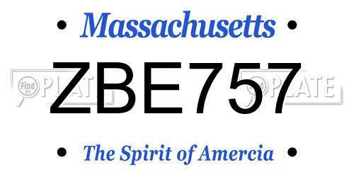 ZBE757 Massachusetts License Plate
