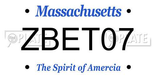 ZBET07 Massachusetts License Plate