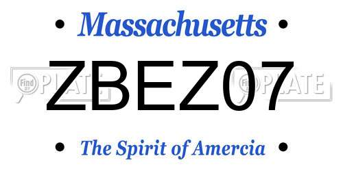 ZBEZ07 Massachusetts License Plate
