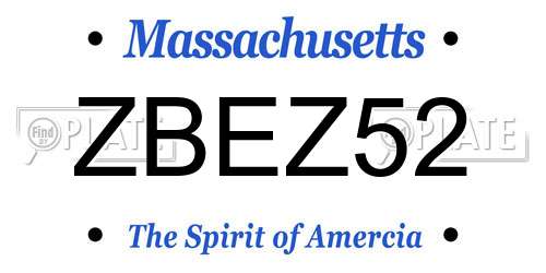 ZBEZ52 Massachusetts License Plate