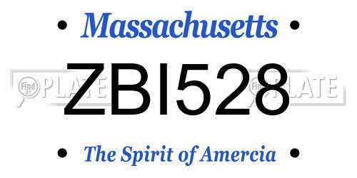 ZBI528 Massachusetts License Plate
