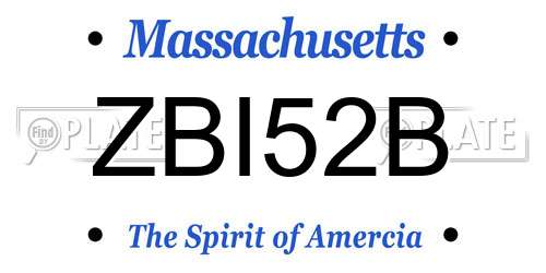 ZBI52B Massachusetts License Plate