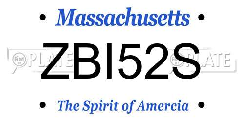 ZBI52S Massachusetts License Plate