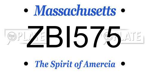 ZBI575 Massachusetts License Plate