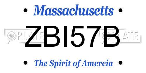 ZBI57B Massachusetts License Plate
