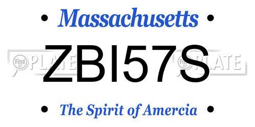 ZBI57S Massachusetts License Plate