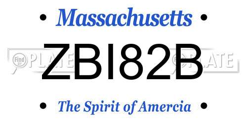 ZBI82B Massachusetts License Plate