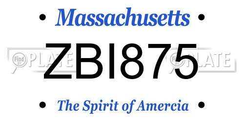 ZBI875 Massachusetts License Plate