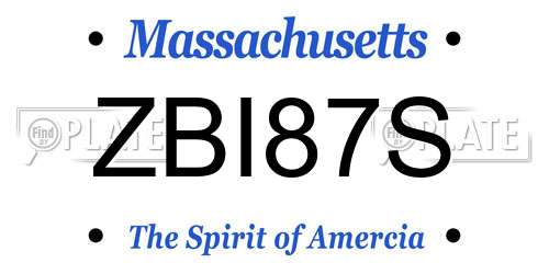 ZBI87S Massachusetts License Plate