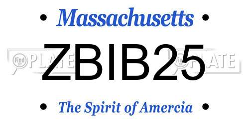 ZBIB25 Massachusetts License Plate