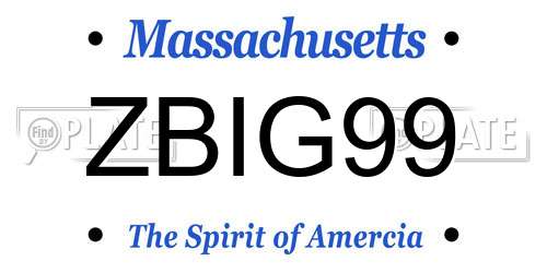 ZBIG99 Massachusetts License Plate