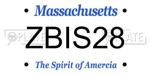 ZBIS28 Massachusetts License Plate