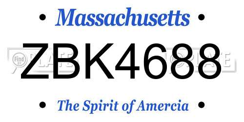 ZBK4688 Massachusetts License Plate