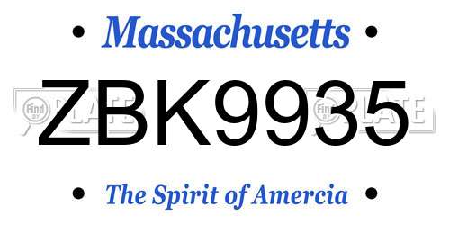 ZBK9935 Massachusetts License Plate