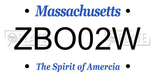 ZBO02W Massachusetts License Plate