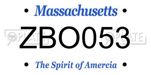 ZBO053 Massachusetts License Plate