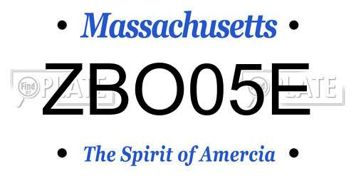 ZBO05E Massachusetts License Plate