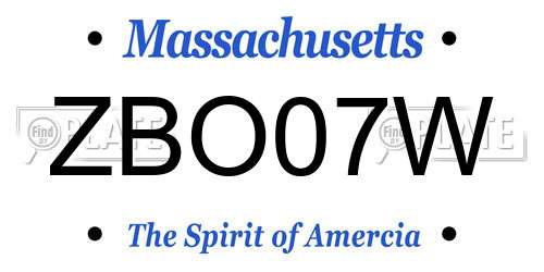 ZBO07W Massachusetts License Plate