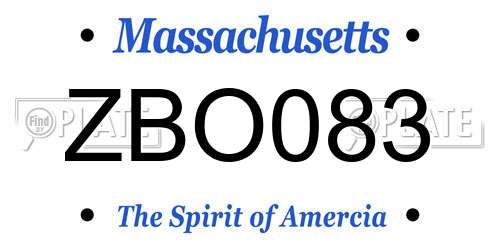 ZBO083 Massachusetts License Plate