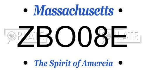 ZBO08E Massachusetts License Plate