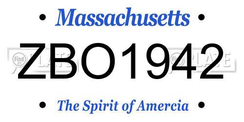 ZBO1942 Massachusetts License Plate
