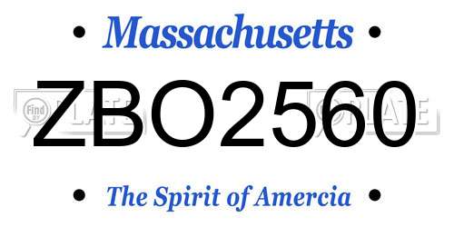 ZBO2560 Massachusetts License Plate