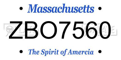 ZBO7560 Massachusetts License Plate