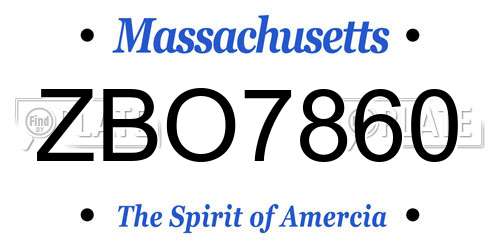 ZBO7860 Massachusetts License Plate