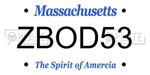 ZBOD53 Massachusetts License Plate