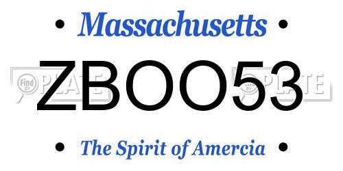 ZBOO53 Massachusetts License Plate
