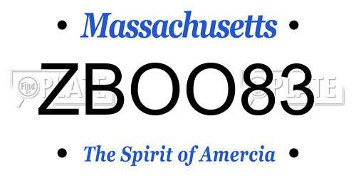 ZBOO83 Massachusetts License Plate