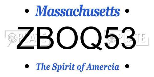 ZBOQ53 Massachusetts License Plate