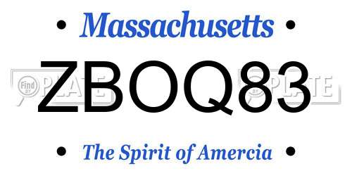 ZBOQ83 Massachusetts License Plate