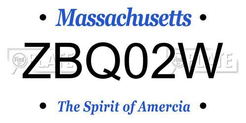 ZBQ02W Massachusetts License Plate