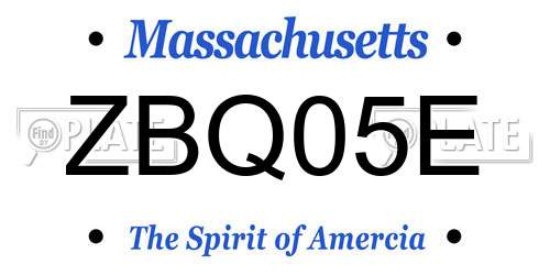 ZBQ05E Massachusetts License Plate